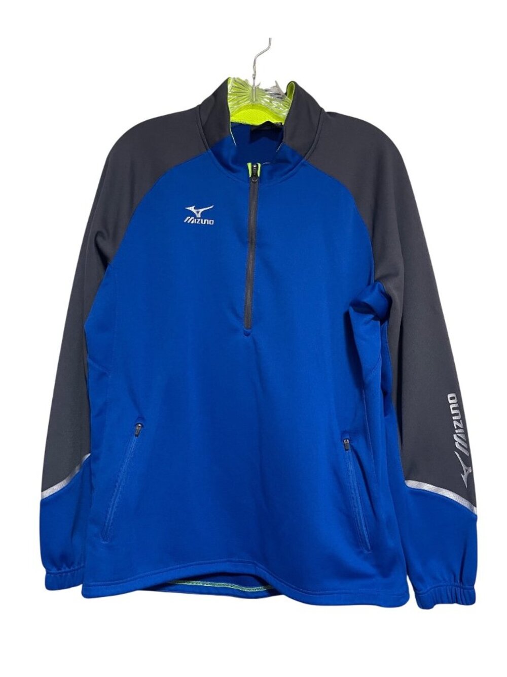 Mizuno Mens Elite 1/2 Zip Pullover Size S Volleyball Blue & Gray Performance